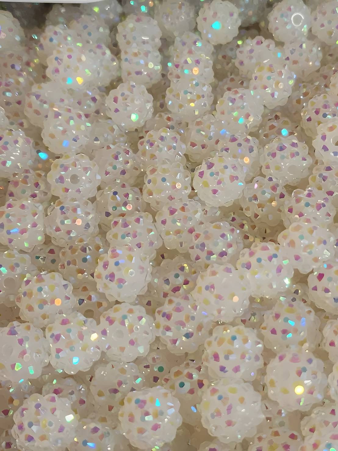 White 12mm **Rhinestone** (Bubblegum Beads)
