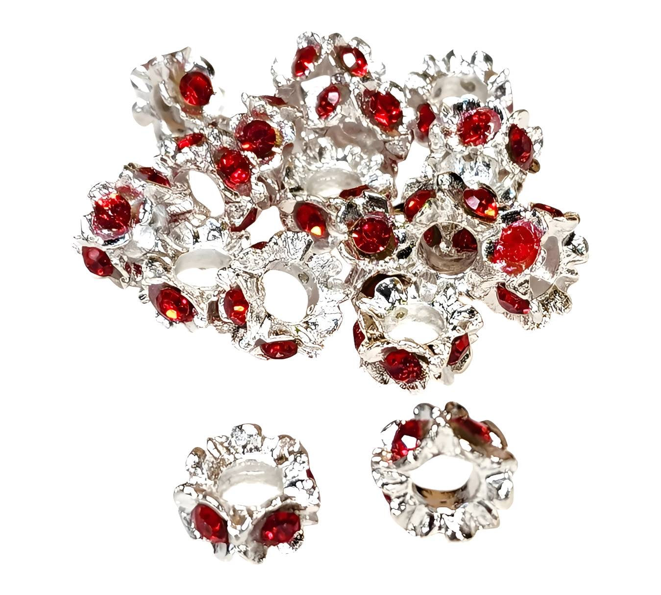 Red Metal Rhinestone Large Hole Spacers (Rhinestone Spacers)