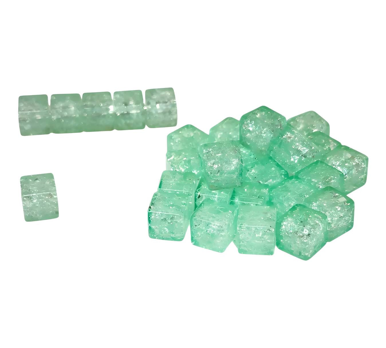 7mm Green Square Acrylic Beads