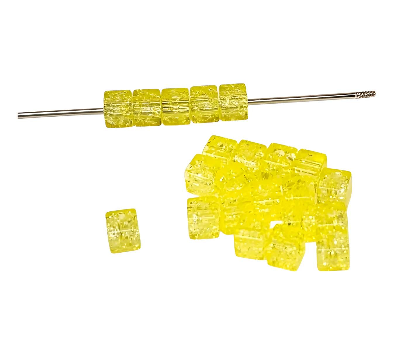7mm Yellow Square Acrylic Beads