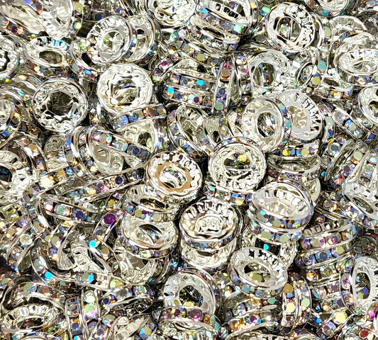 12mm Iridescent Large hole Rhinestone (Spacers)