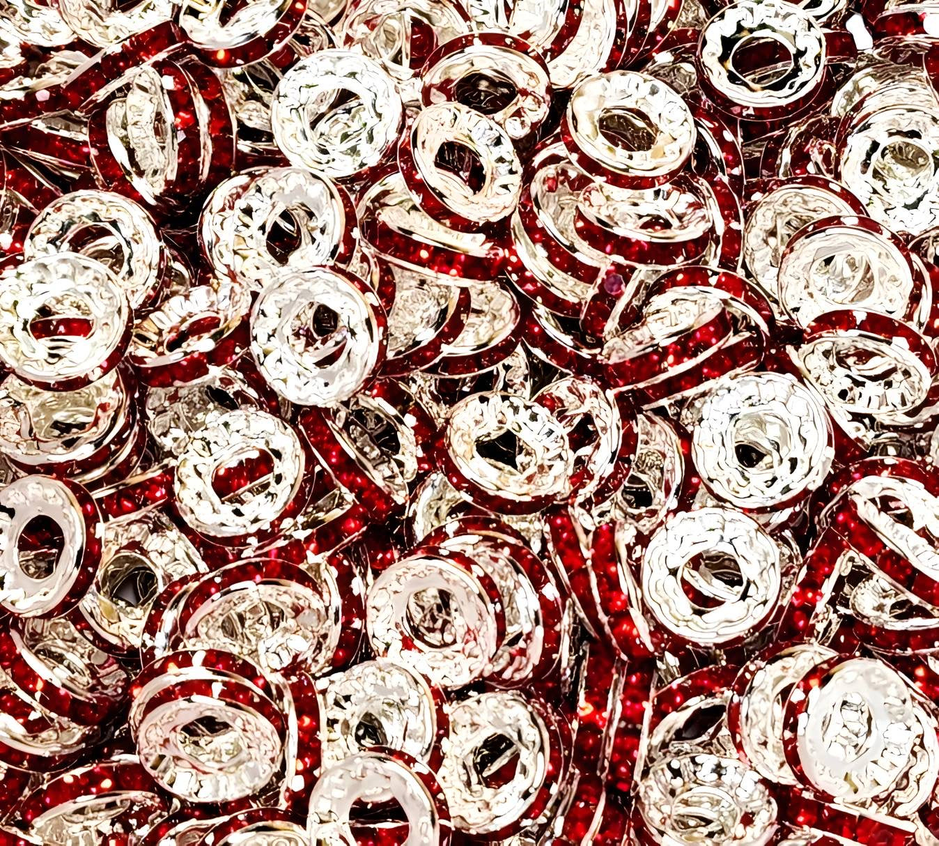 12mm Red Large hole Rhinestone (Spacers)