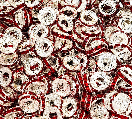 12mm Red Large hole Rhinestone (Spacers)