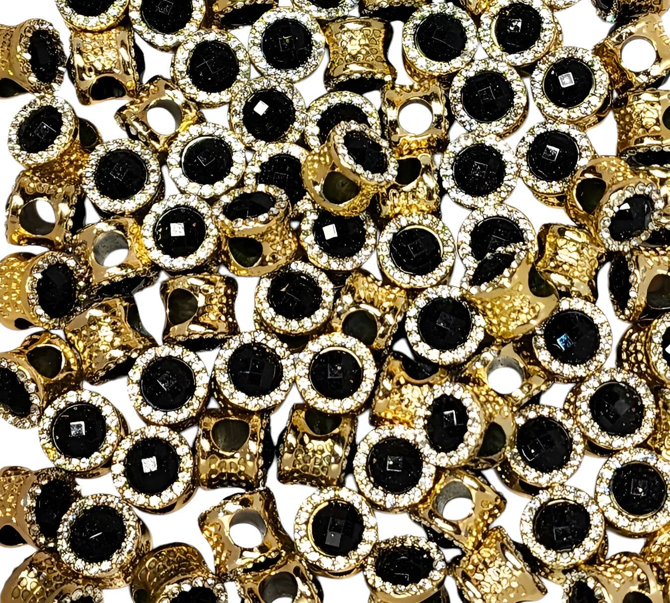 Black Gold Round Gemstone Spacer Beads