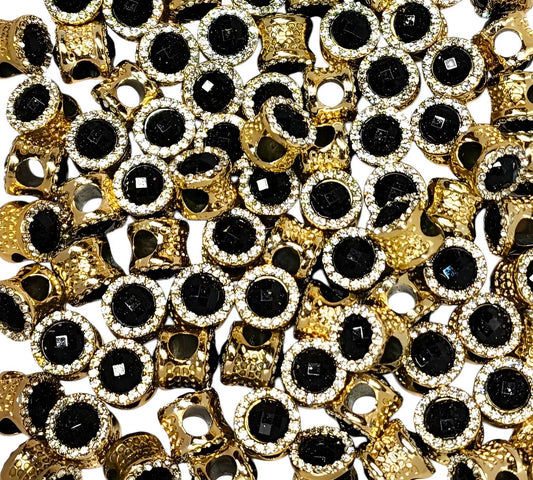 Black Gold Round Gemstone Spacer Beads