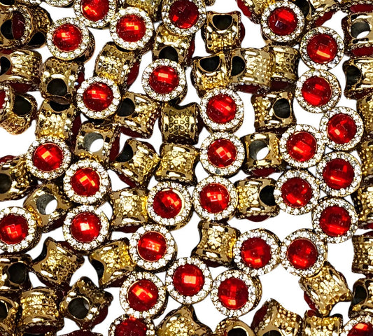 Red Gold Round Gemstone Spacer Beads