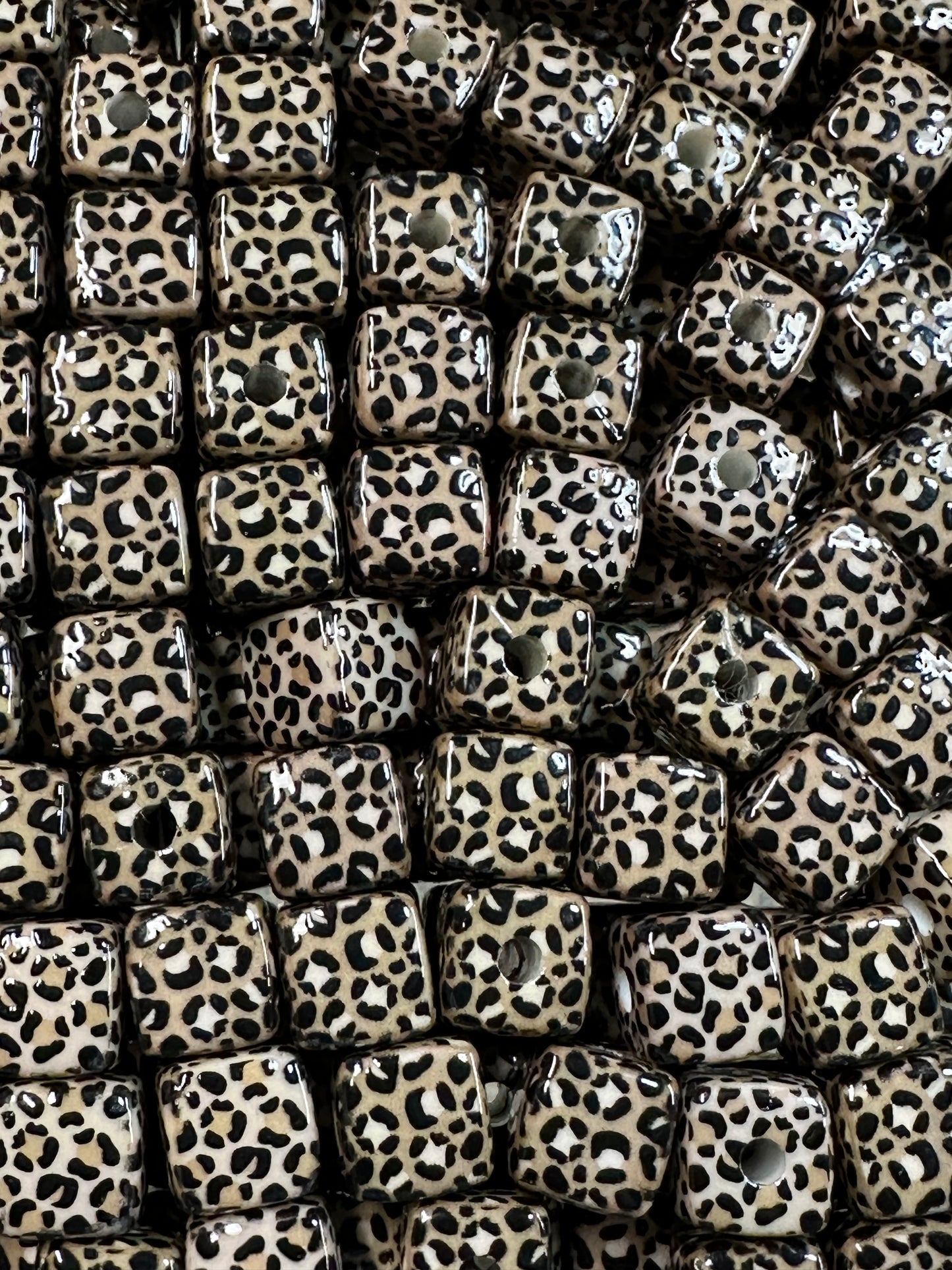 Leopard Square 16mm Beads (Acrylic Beads)