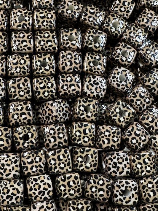 Leopard Square 16mm Beads (Acrylic Beads)