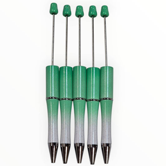 Two Tone Green Beadable Pens (5 Pack)