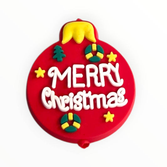 Merry Christmas Ball Ornament Silicone Focal Beads