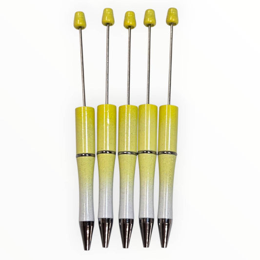 Two Tone Yellow Beadable Pens (5 Pack)