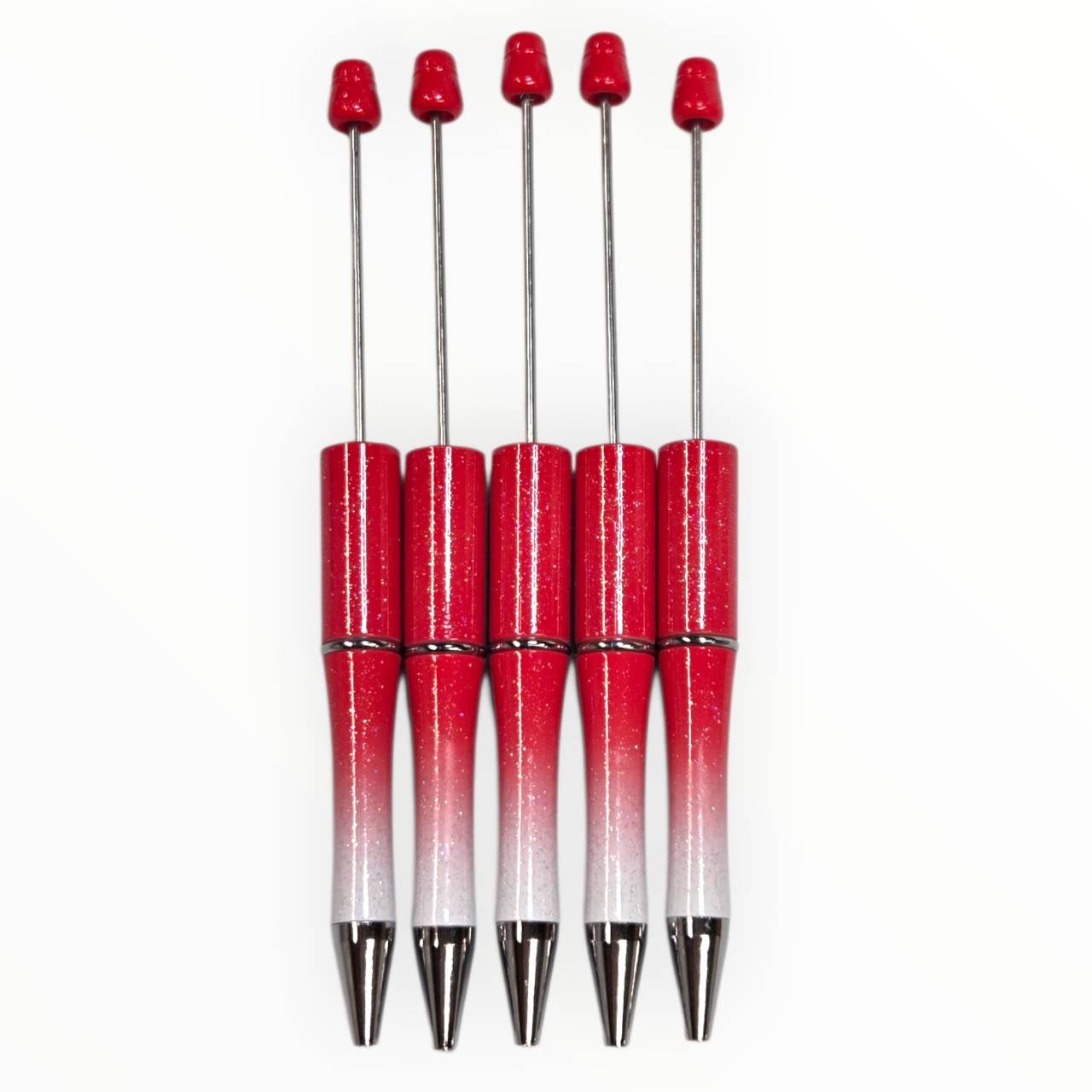 Two Tone Red Beadable Pens (5 Pack)