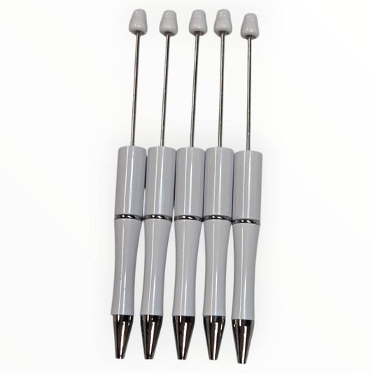 White Beadable Pens (5 Pack)