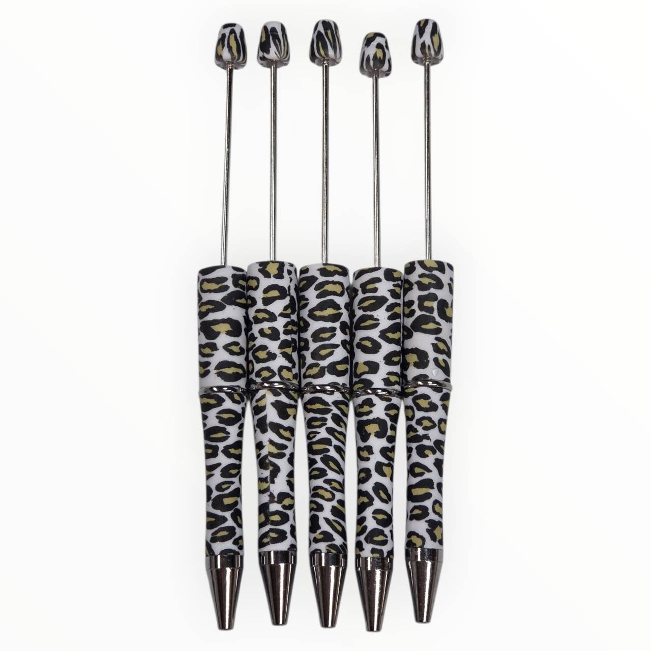 White Leopard Beadable Pens (5 Pack)