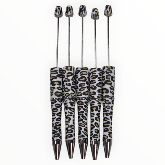 White Leopard Beadable Pens (5 Pack)