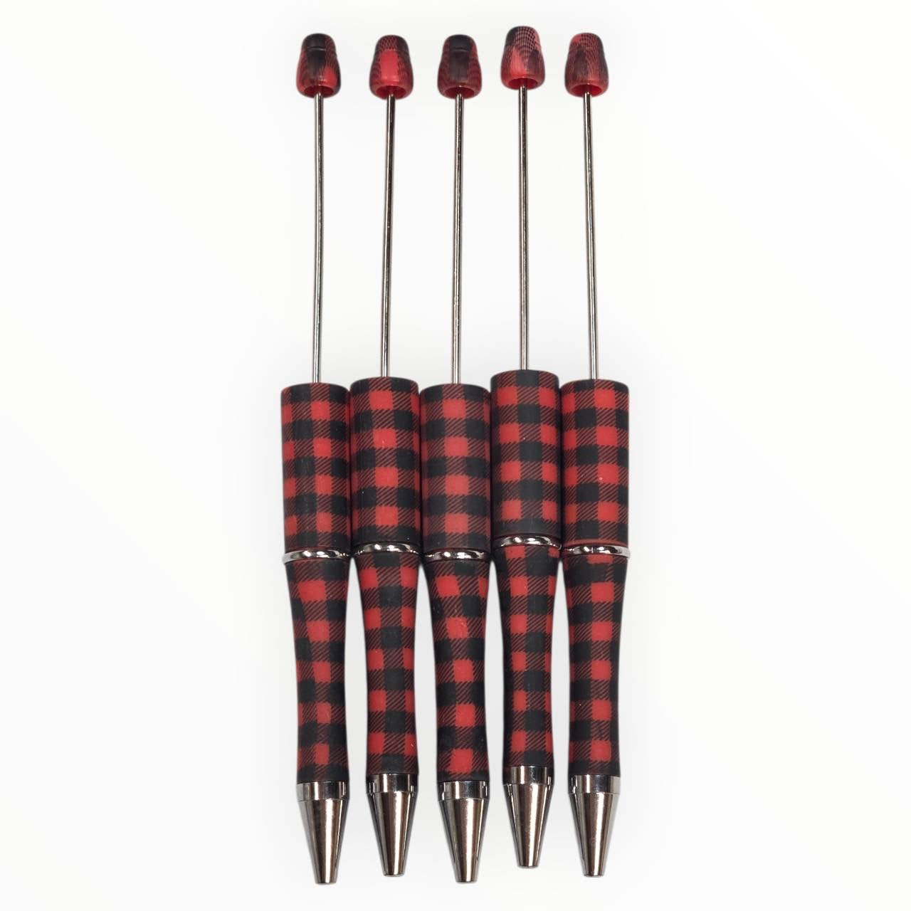 Red Buffalo Plaid Beadable Pens (5 Pack)