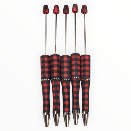 Red Buffalo Plaid Beadable Pens (5 Pack)