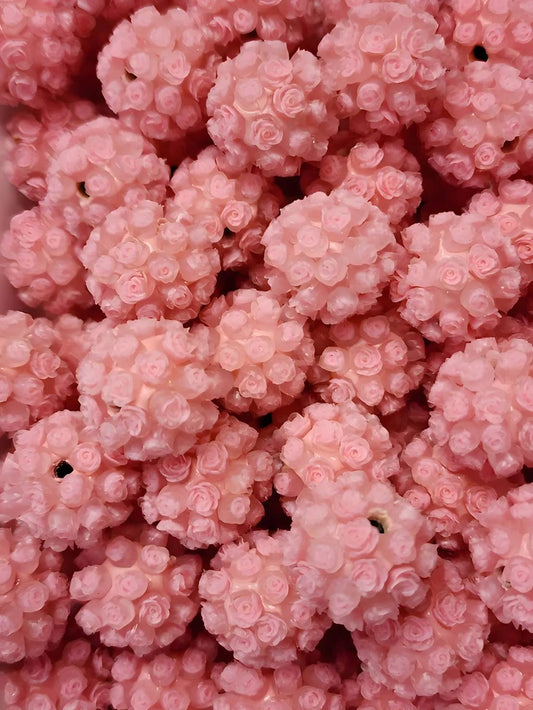 Pink Flower 20MM Acrylic Beads
