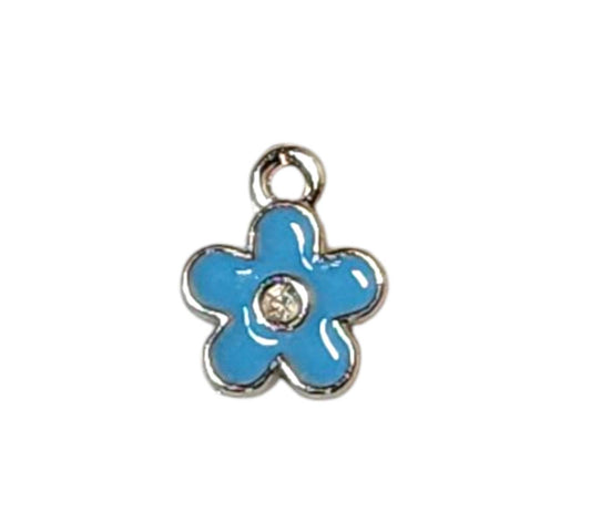 Blue Daisy Silver Plated Charms