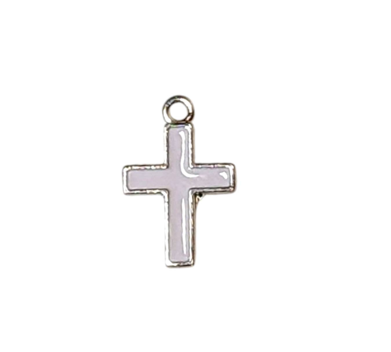 White Cross Silver Plated Charms
