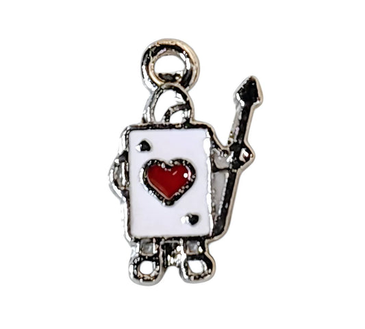 Heart Soldier Card Silver Plated Charms
