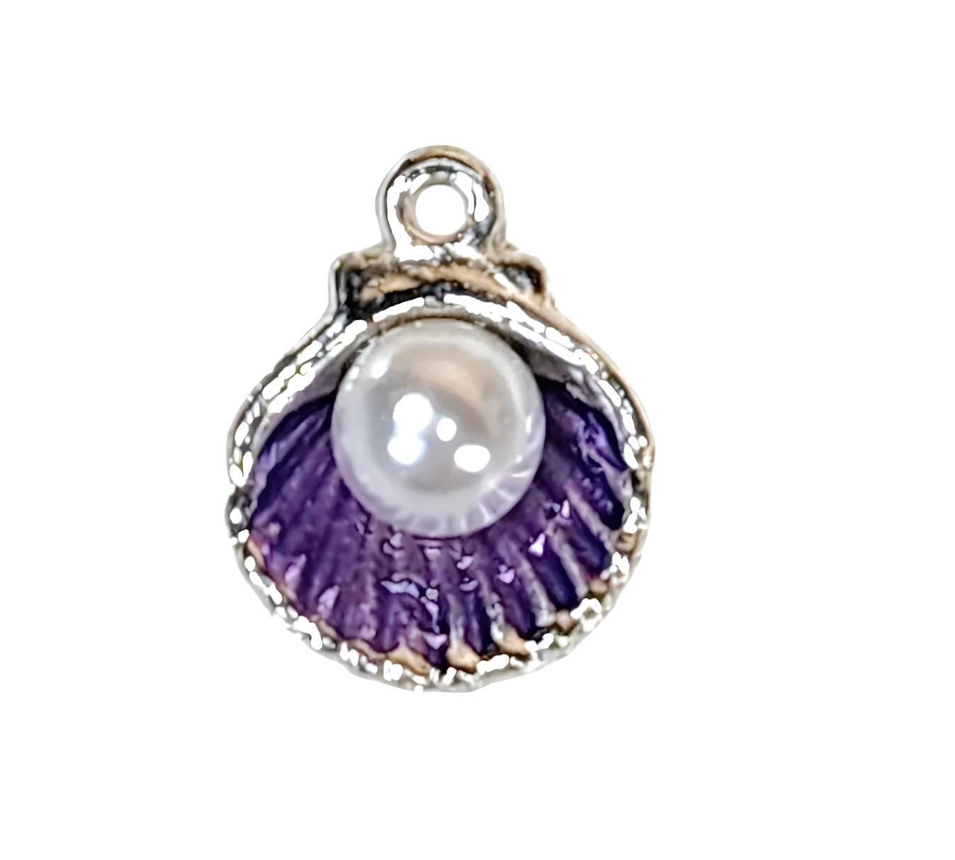 Purple Pearl Shell Silver Plated Charms
