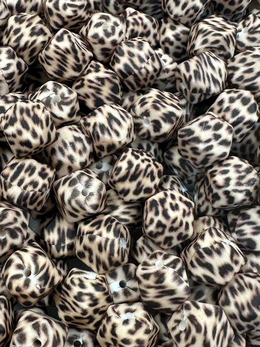 Leopard Hexagon Silicone Beads
