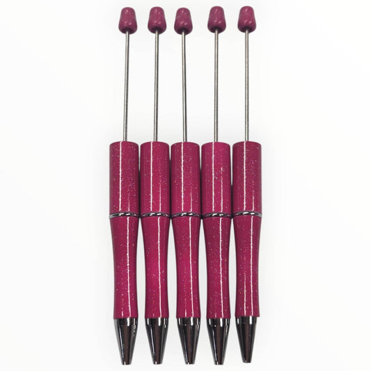 *Glitter* Pink Beadable Pens (5 Count)