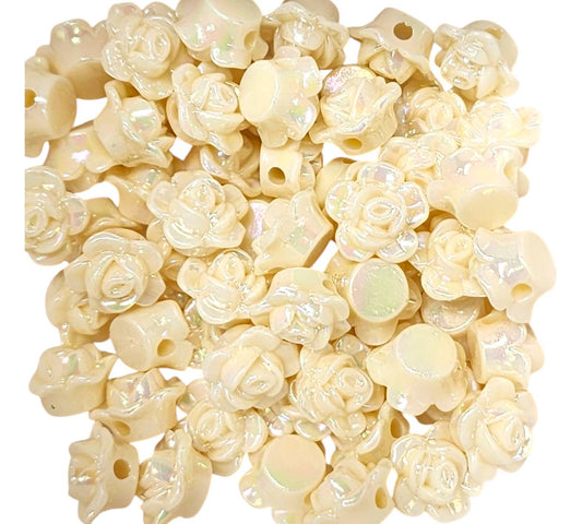 12mm Cream Acrylic Flower Beads