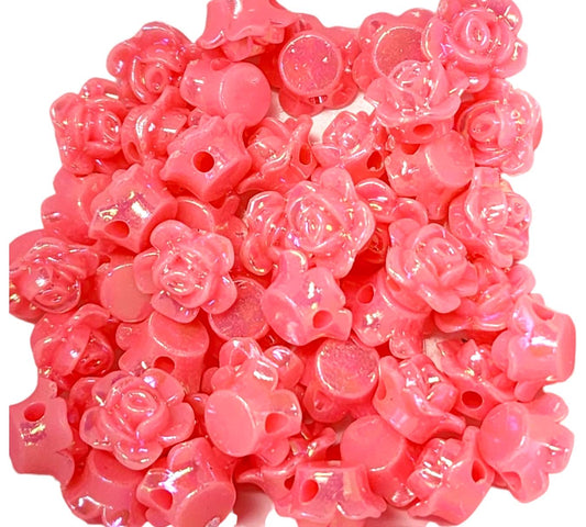 12mm Dark Pink Acrylic Flower Beads