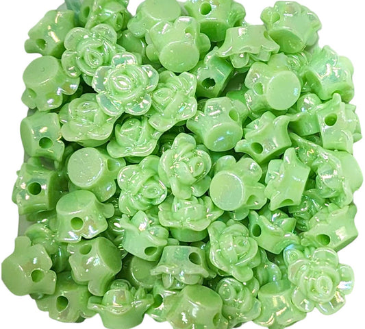 12mm Green Acrylic Flower Beads
