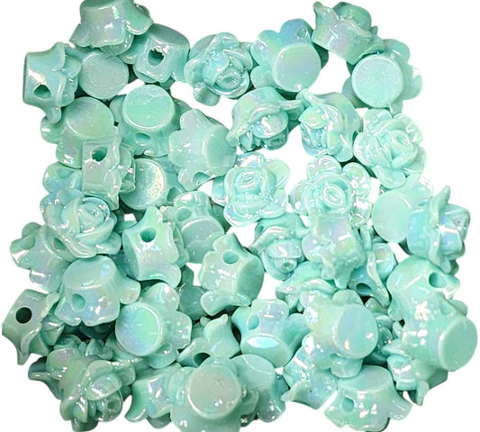 12mm Blue Acrylic Flower Beads