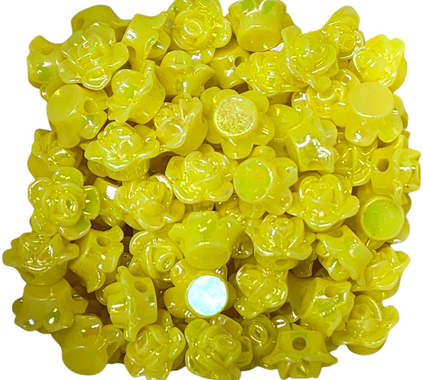 12mm Yellow Acrylic Flower Beads