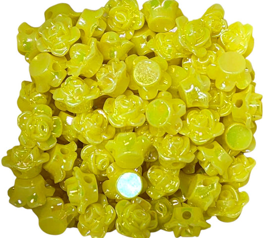 12mm Yellow Acrylic Flower Beads