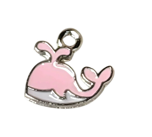 Pink Whale Silver Plated Charms