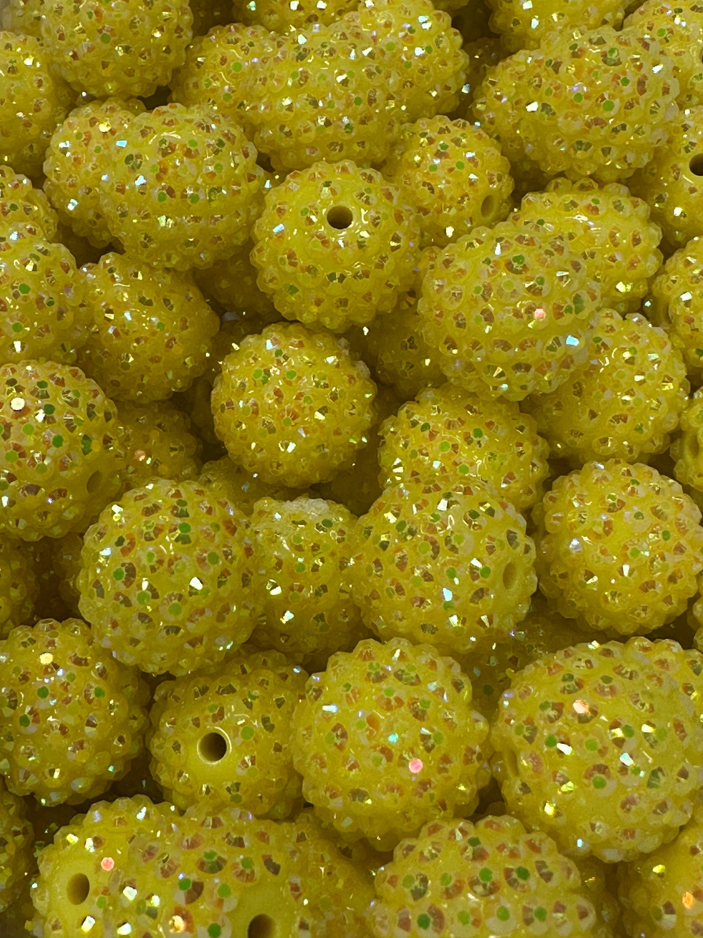 Yellow 20mm Rhinestone Bubblegum Beads