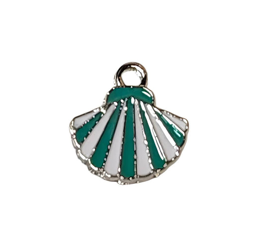 white/Green Shell Silver Plated Charms