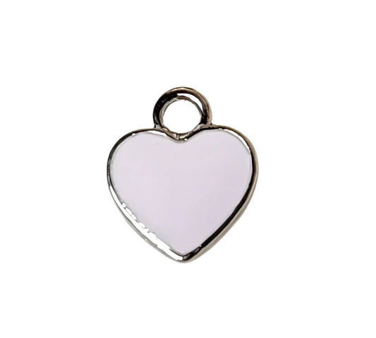 White Heart Silver Plated Charms