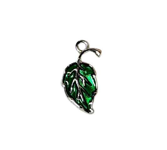 Green Leaf Silver Plated Charms