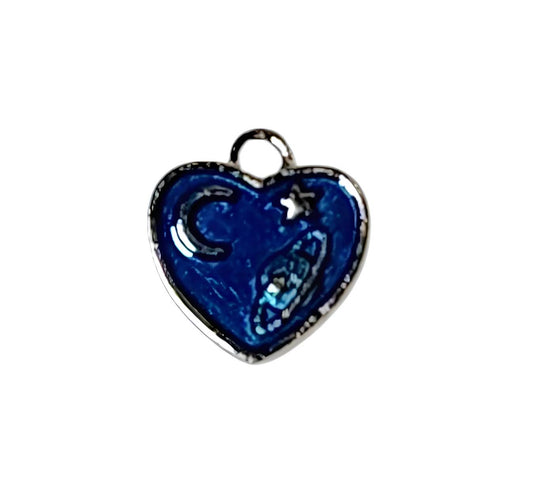 Blue Heart Silver Plated Charms
