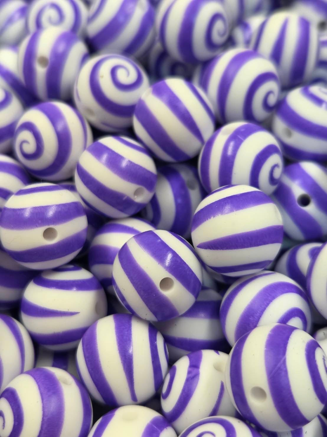 Purple Swirl 15mm Printed Silicone Beads