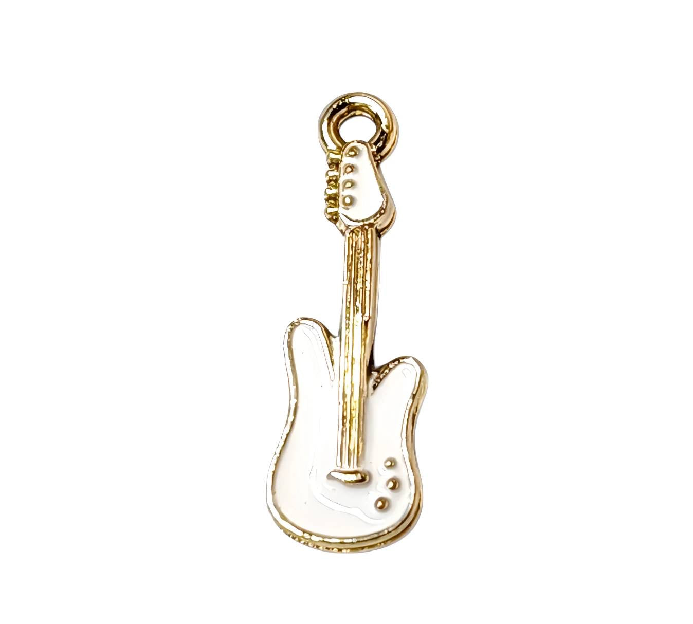 White Guitar Gold Plated Charms