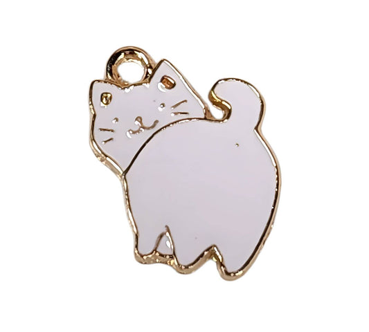 White Cat Gold Plated Charms