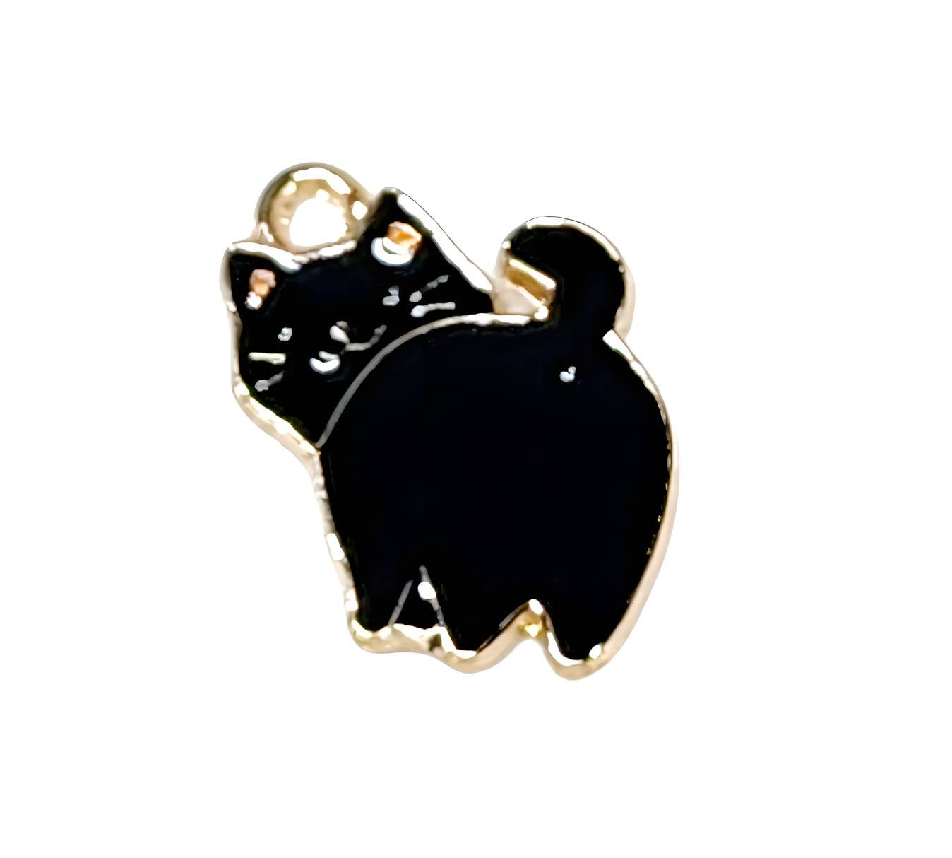 Black Cat Gold Plated Charms