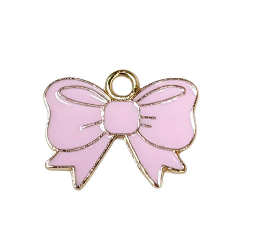 Pink Bow Gold Plated Charms