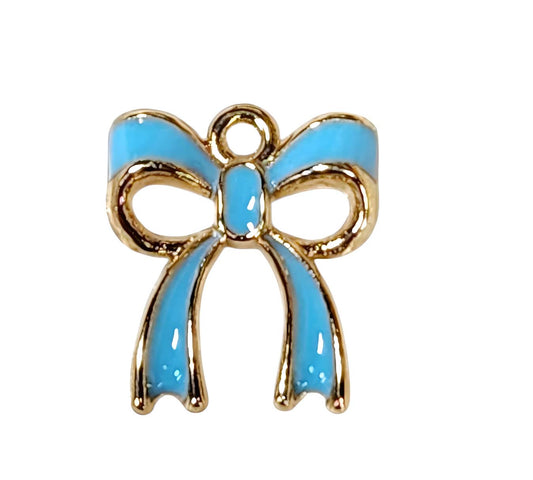 Blue Bow Gold Plated Charms