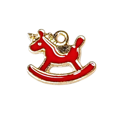 Red Rocking Horse Gold Plated Charms