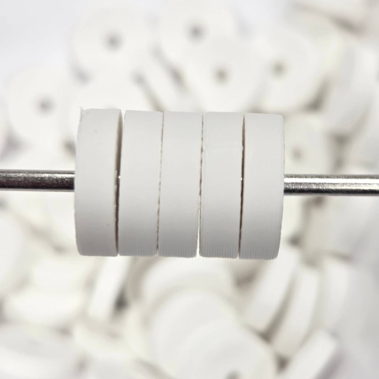 White 3D Printed 12mm Disc Spacer Beads *5 count Pack* (Not Silicone)