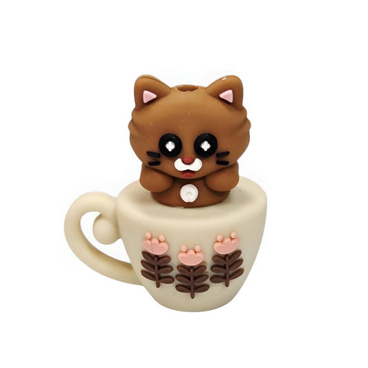 Purrfect Brew Coffee Silicone Focal Beads