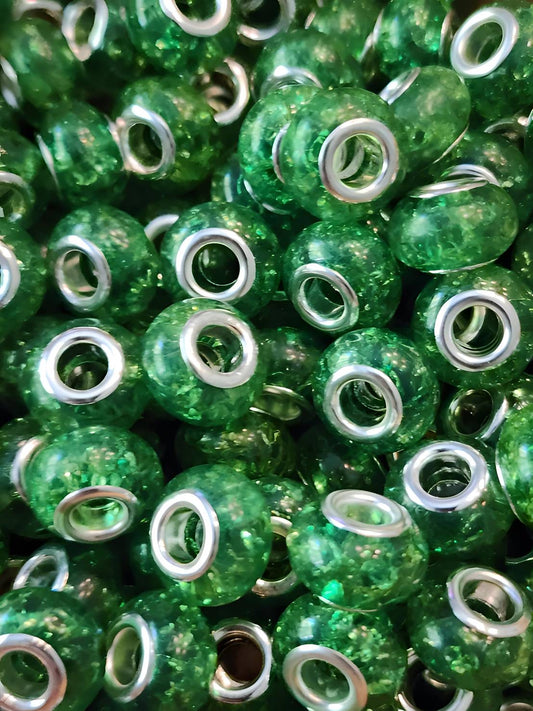 Dark Green Crackle (Large Hole Spacers)